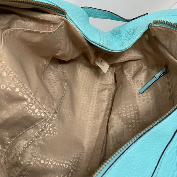 KATE SPADE Turquoise Aqua Leather Stevie Berkshire Road Slouchy Shoulder Bag - Picture 12 of 16
